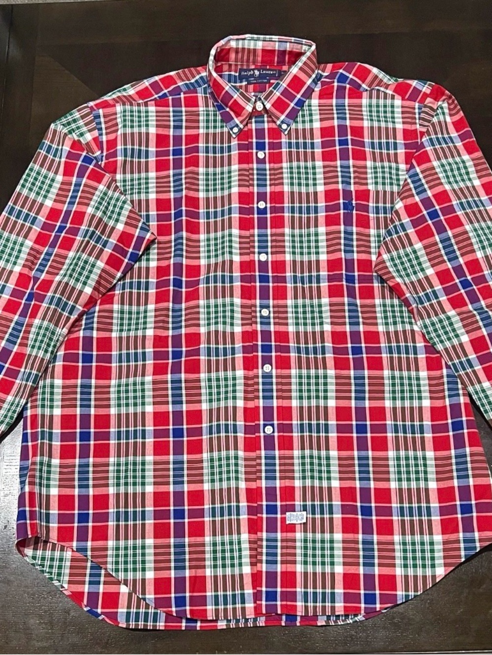 Ralph Lauren Men's L Red Blue Green White Plaid Long Sleeve Woven Shirt New